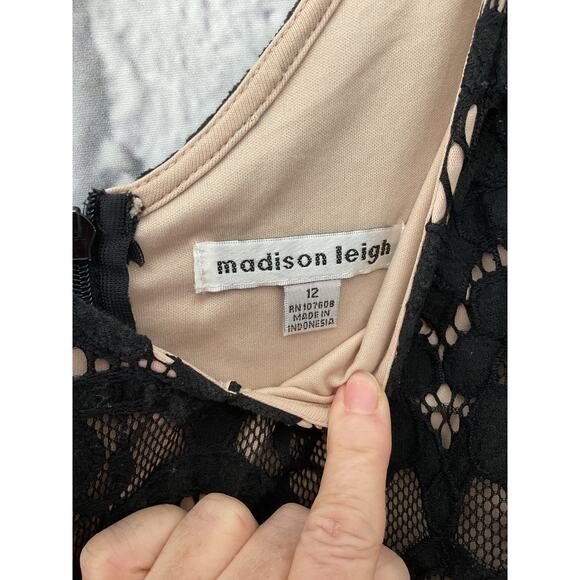 Madison Leigh Size 12 Black & Tan Lace Dress - Picture 3 of 5